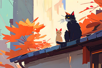 cat on the roof Generative AI