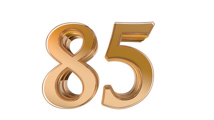 Obraz premium Gold glossy 3d number 85