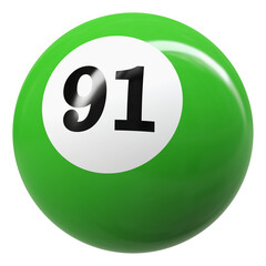 91 Number 3D Ball Green