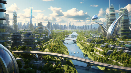 Sustainable urban design featuring eco-friendly elements.