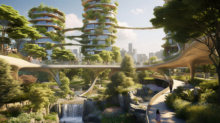 Sustainable urban design featuring eco-friendly elements.