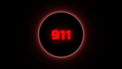 Calling Emergency Services, Glowing neon line Telephone with emergency call 911 icon isolated on black background. Police, ambulance, fire department, call, phone. 4K Video motion graphic