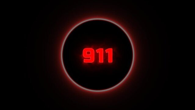 Calling Emergency Services, Glowing neon line Telephone with emergency call 911 icon isolated on black background. Police, ambulance, fire department, call, phone. 4K Video motion graphic