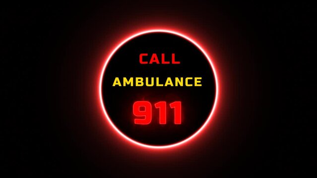 Calling Emergency ambulance call Services, Glowing neon line Telephone with emergency call 911 icon isolated on black background. Police, ambulance, call, phone. motion graphic animation.