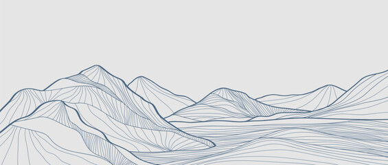 Hand drawn Mountain line arts illustration. Abstract mountain contemporary aesthetic backgrounds landscapes. use for print art, poster, cover, banner - obrazy, fototapety, plakaty
