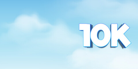 3d style banner 10k followers thank you icon trendy style symbols isolated on background.3d design cartoon style.