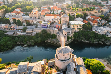 Historical Mostar Bridge known also as Stari Most or Old Bridge in Mostar, Bosnia and Herzegovina