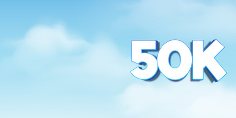 3d style banner 50k followers thank you icon trendy style symbols isolated on background