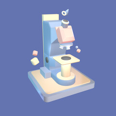 3D icon back to school microscope rendered isolated on the colored background