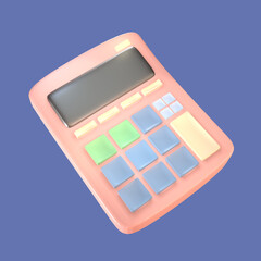 3D icon back to school calculator rendered isolated on the colored background