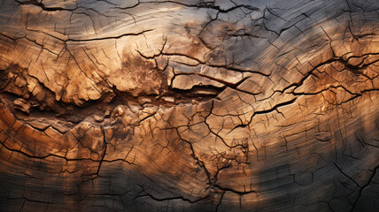 Tree Trunk Cross Section with a Deep Crack a Natural and Rough Texture Background AI Generative
