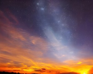 Fototapeta na wymiar Amazing panoramic sunrise or sunset sky with colorful clouds. Generative AI