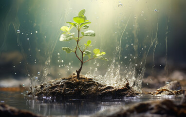  New life sprouts from green seedling in nature 