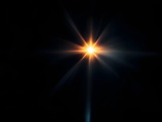 lens flare and rays of light isolated on black background. Generative AI