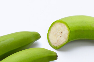 Raw banana isolated on white background.