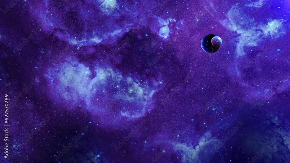 Poster 4k 3d outer space animation space flight to nebula eye deep space. flying star field. universe space