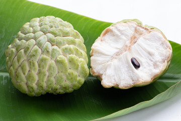 Custard apple fruit on white background.