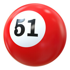 51 Number 3D Ball Red