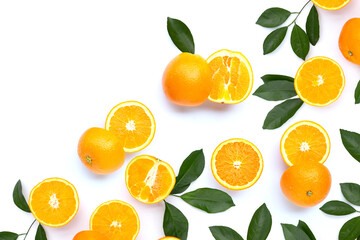 High vitamin C, Juicy and sweet. Fresh orange fruit  on white.