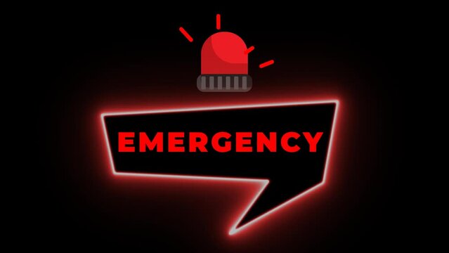 Neon text emergency call 911 icon isolated on black background. Police, ambulance, fire department, call, phone. 4K Video motion graphic animation. Warning or emergency call, emergency ambulance
