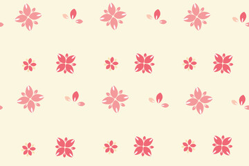 Vector pink flowers seamless pattern on light pink background