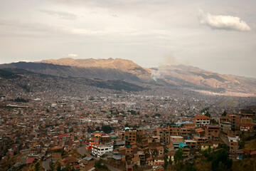 Fototapeta na wymiar Panoramic view of the city of Cusco, city of the Andes in Peru.