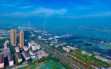Fototapeta premium Xinshengwei Foreign Trade Port Area, Port of Nanjing, Jiangsu Province, China