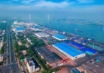 Fototapeta na wymiar Xinshengwei Foreign Trade Port Area, Port of Nanjing, Jiangsu Province, China