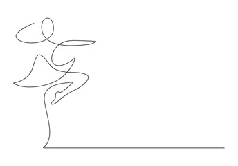 One single line drawing sexy woman ballerina a pretty ballet dancer show dance motion isolated on white background vector illustration. Pro vector.