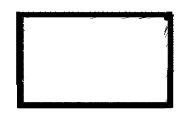 Ink rectangle stamp. Grunge empty black frame. Square border. Rubber stamp imprint. Vector illustration isolated on white background