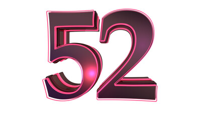 Black pink  design 3d number 52