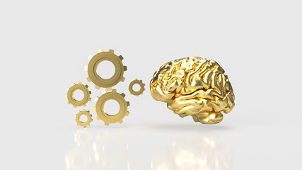 The Brain and gears on white background 3d rendering