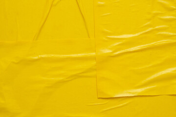 Naklejka premium Blank yellow crumpled and creased paper poster texture background
