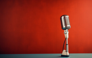 Side view of a radio microphone with copy space