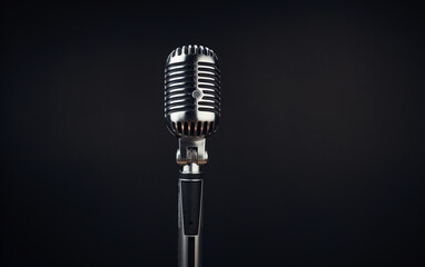 Fototapeta premium Side view of a radio microphone with copy space