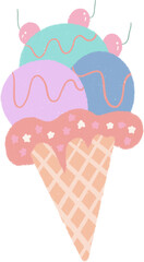 Pastel dessert hand drawn illustration with grainy textured