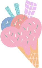 Pastel dessert hand drawn illustration with grainy textured