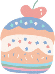 Pastel dessert hand drawn illustration with grainy textured