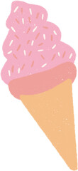 Pastel dessert hand drawn illustration with grainy textured