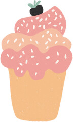 Pastel dessert hand drawn illustration with grainy textured
