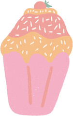 Pastel dessert hand drawn illustration with grainy textured