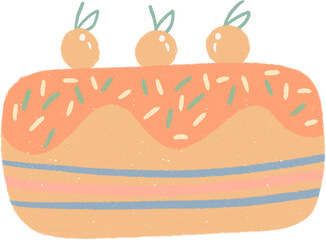 Pastel dessert hand drawn illustration with grainy textured