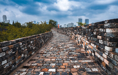 The Scenery of the Ming Dynasty City Wall in Nanjing, China
