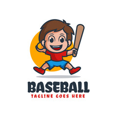 Vector Logo Illustration Baseball Mascot Cartoon Style.