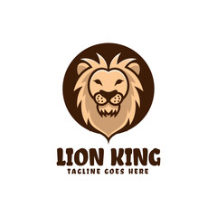 Vector Logo Illustration Lion King Simple Mascot Style.
