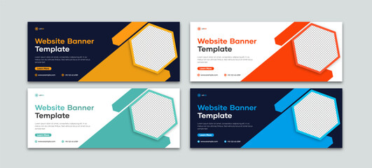 Business web banner design template. Set of editable advertising banner designs. Horizontal website banner template to business promotion. Modern minimalistic design. Suitable for banner ads