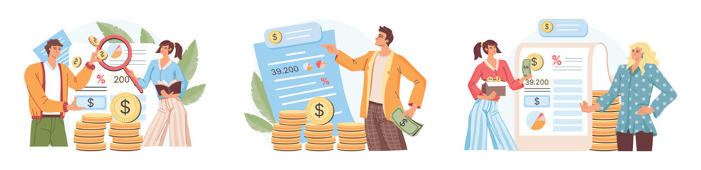 People analysis budget. Calculate financial plan of save income and expense management.