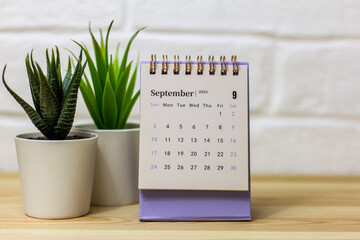 Desktop calendar for September 2023. Calendar for planning and managing each date.