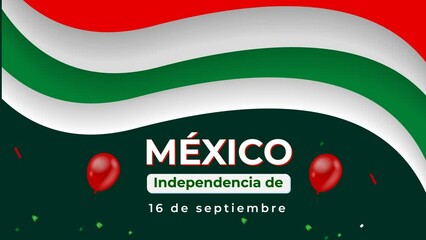 invitation in animation for the holiday representing the celebration of Mexico's Independence Day, with colorful flags, Independence Day mexico, September 16 mexico independence day.