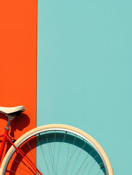 Vintage retro fall minimal concept, old fashioned bike for riding in the countryside during warm sunny autumn days.
